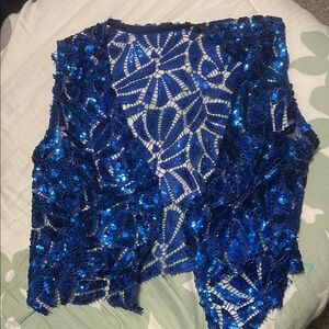 Blue Sequin Lace Vest